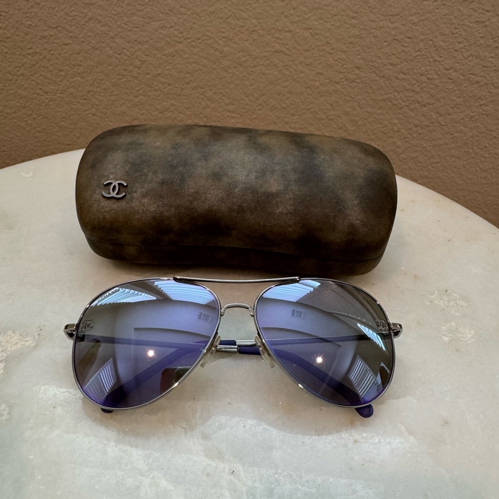 Chanel Purple Mirror Aviator Sunglasses (Vintage)